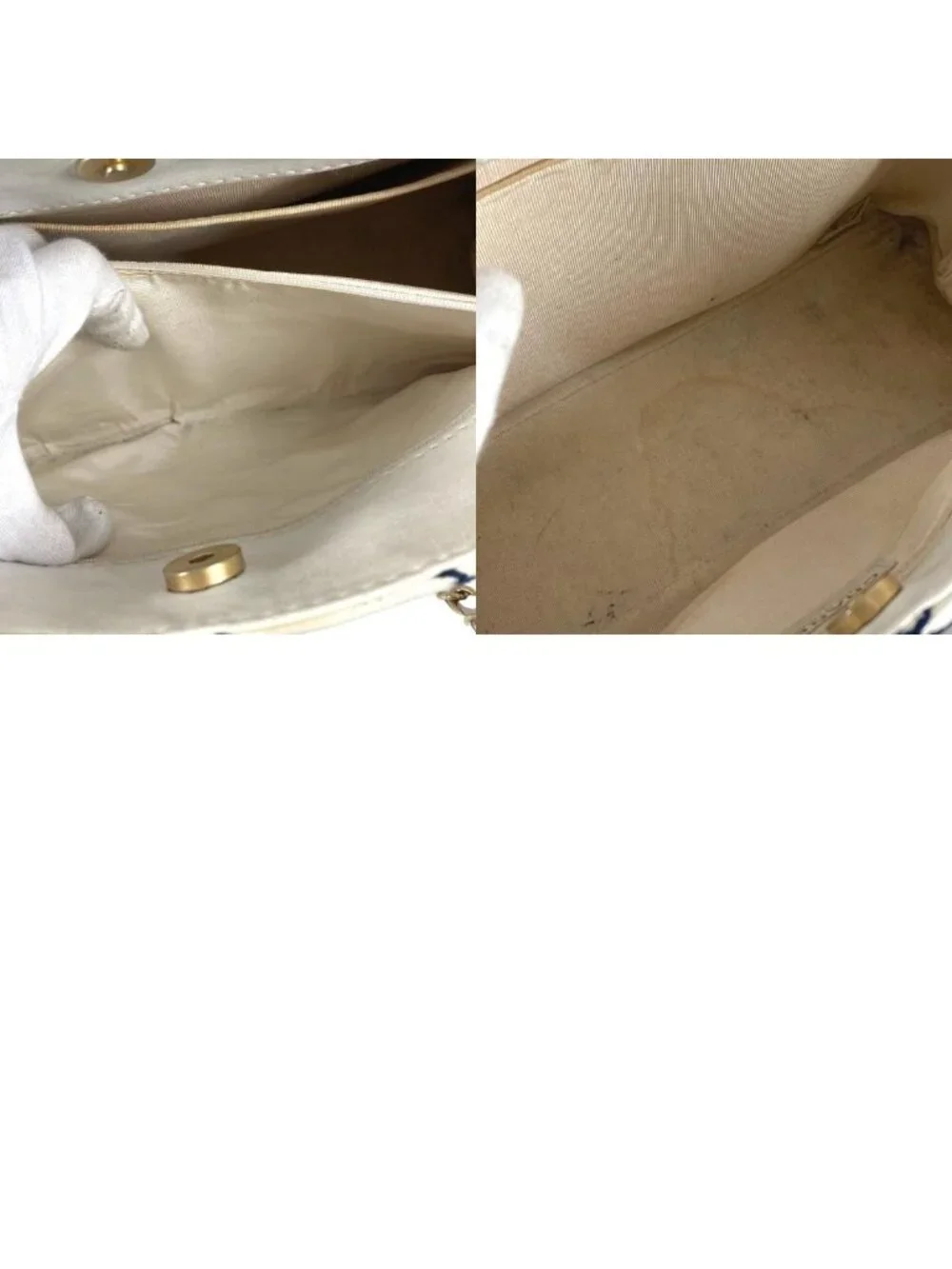 Chanel Shoulder Bag CC Logo Leather White